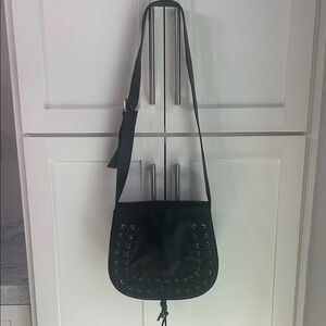 Violetta Pebbled leather Classic Black Lace-Up Crossbody Bag